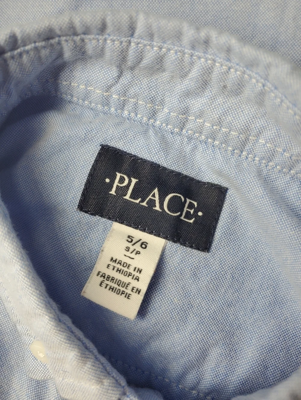 PLACE Blue Boys 100% Cotton Buttondown Dress Shirt Size 5/6 NWOT